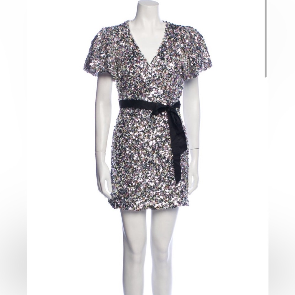 Sequin Dress with Black Bow